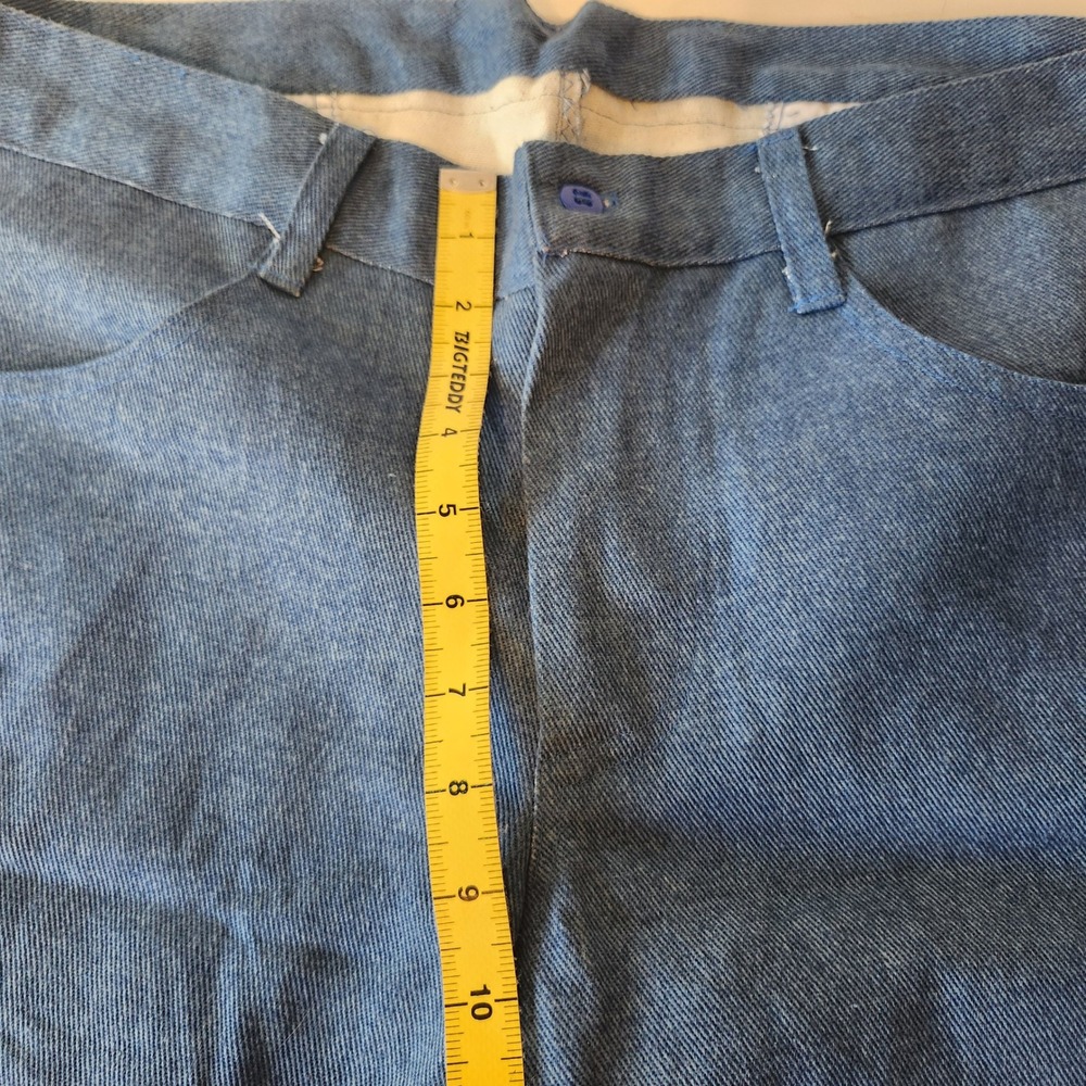 Vintage 70sCustom Handmade Blue Denim Trousers Mens Straight Leg Workwear Pants - Picture 9 of 10